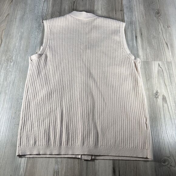 Ann Taylor Ribbed Ivory Vest Pretty Clean Girl Aesthetic Cardigan Size Medium - Picture 3 of 7